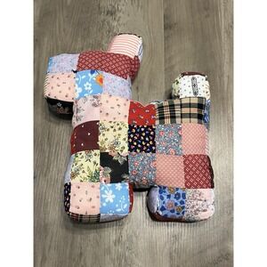 Vtg Handmade Quilt Patchwork‎ Stuffed Pillow Plush Scottie Dog Granny Folk Art